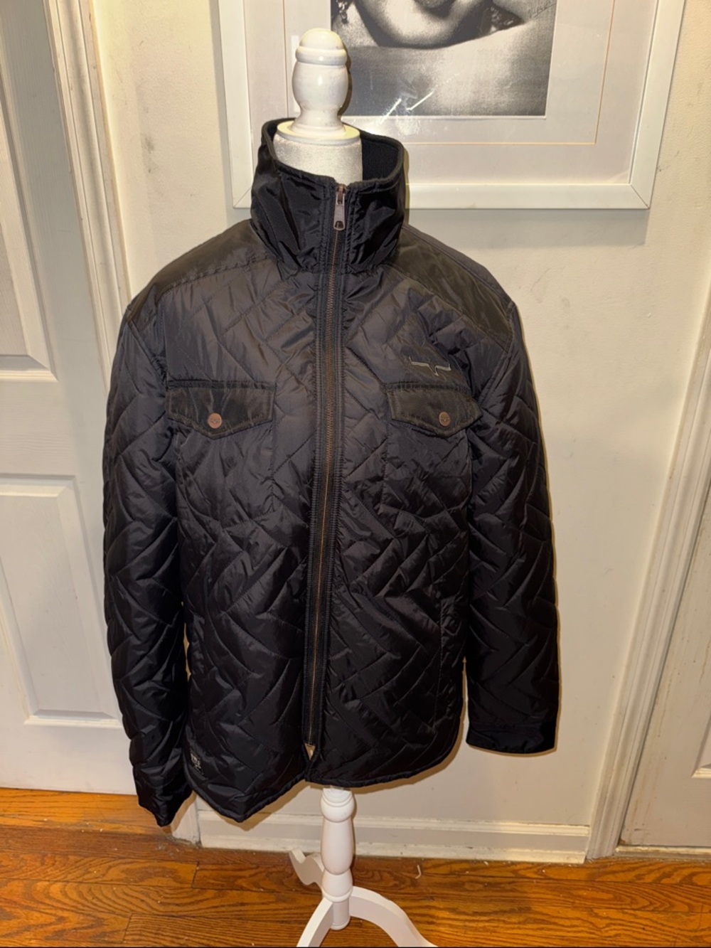 Men's Quilted Black Jacket - Flannel lined Insulated
